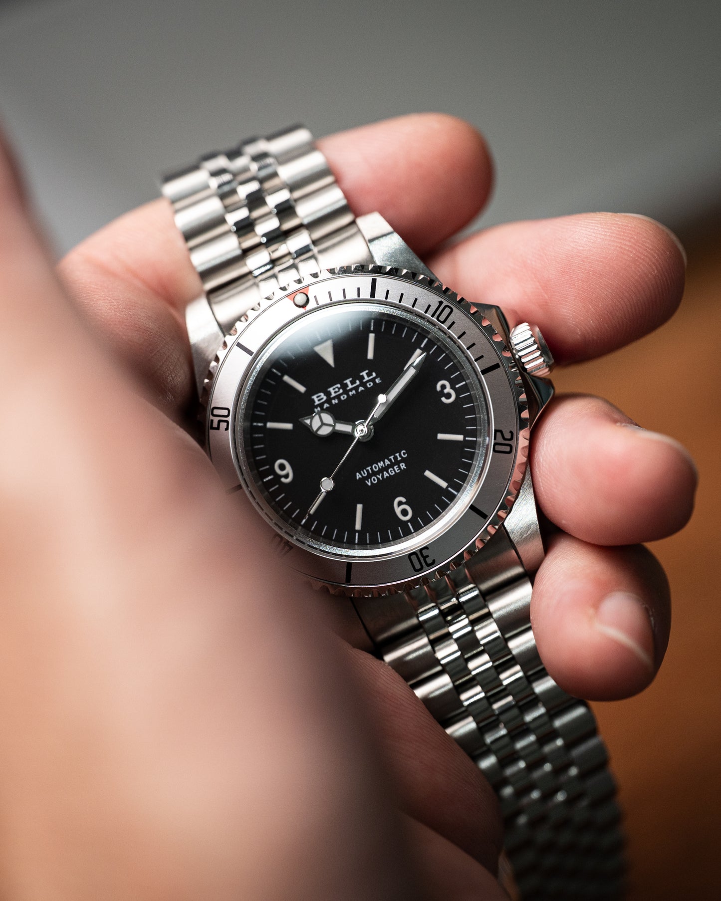 BELL Handmade Voyager NH35 Vintage Diver Silver Bezel