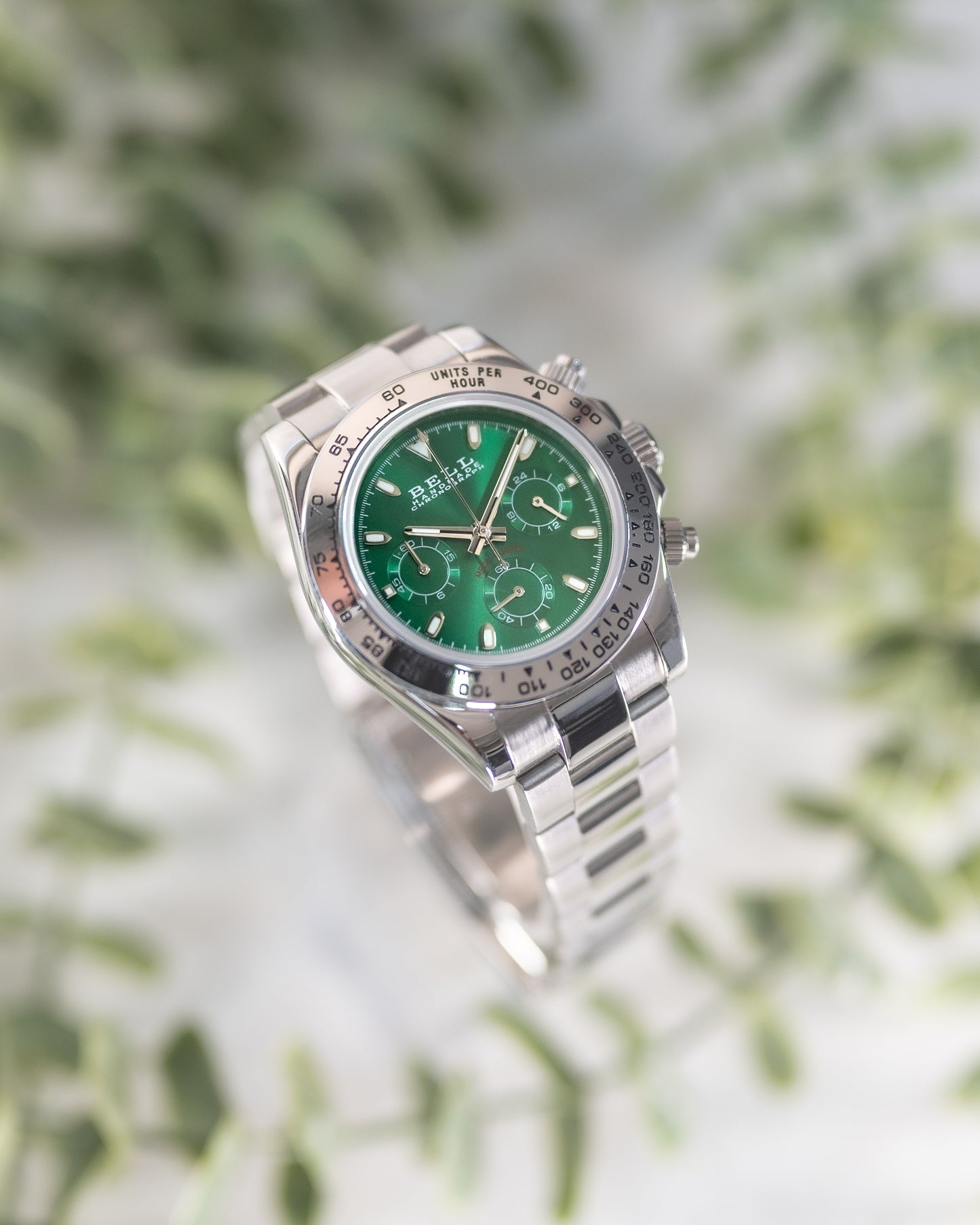 BELL Handmade VK63 Meca-Quartz Chronograph Watch in Silver and Green
