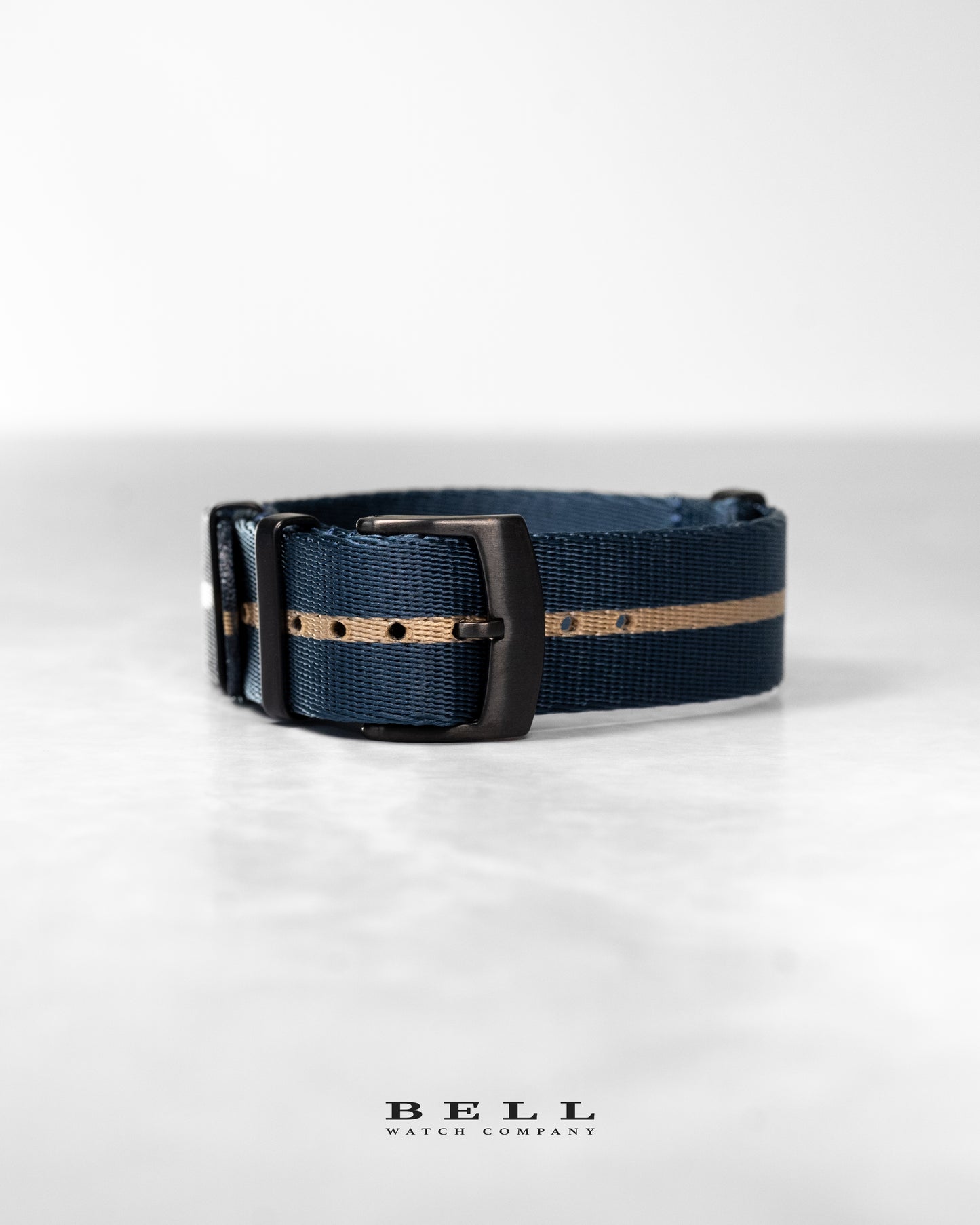 Premium Nylon 20mm Watch Strap Blue Khaki with Black Hardware Watch Strap