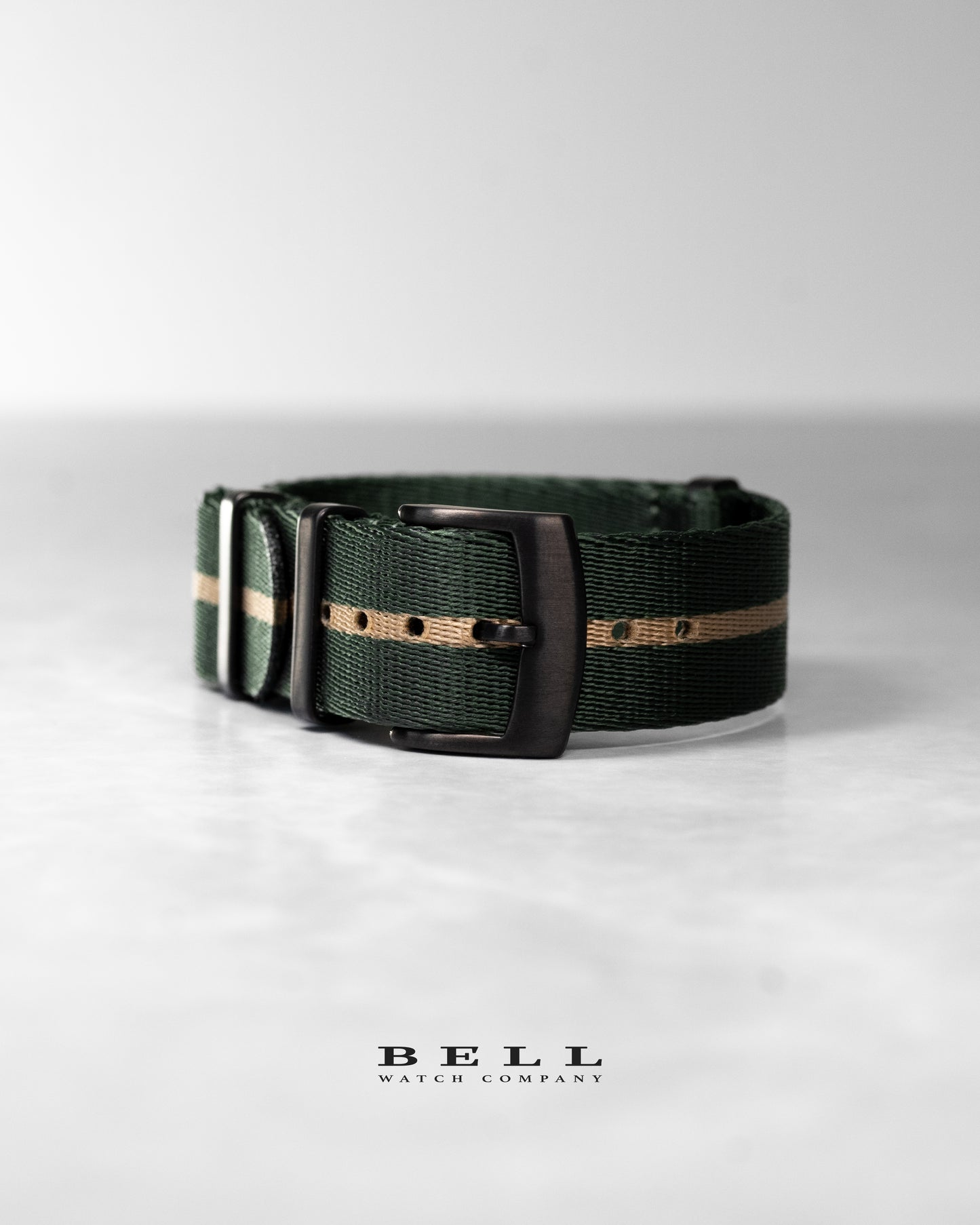 Premium Nylon 20mm Olive Green and Khaki with Black Hardware Watch Strap