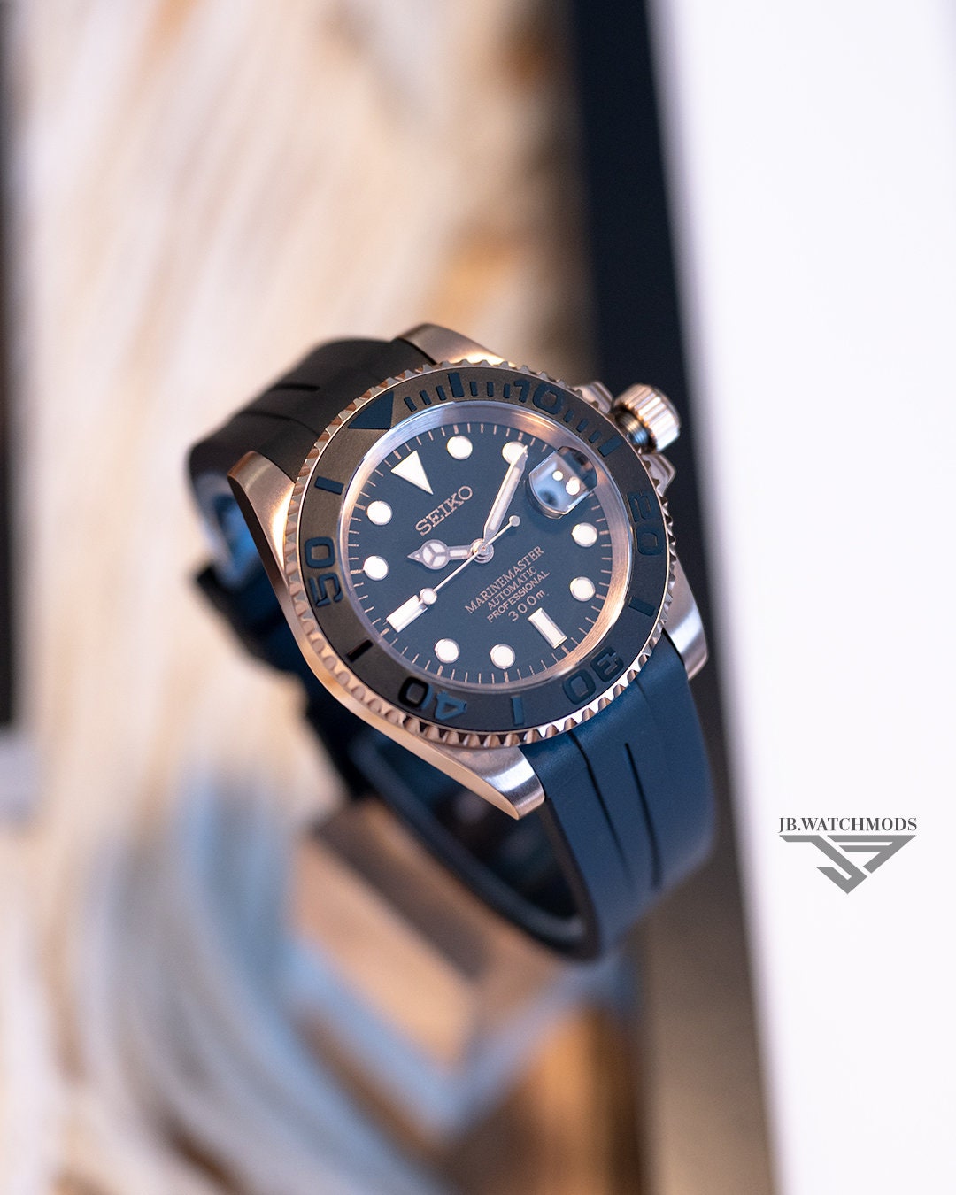 JB.WATCHMODS Custom Seiko Mod Rose Gold Yachtmaster Automatic Watch