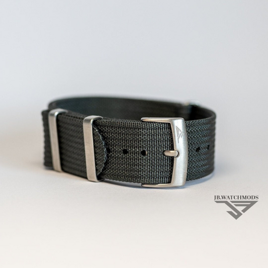 Premium Ribbed Watch Strap Dark Grey with Silver Hardware