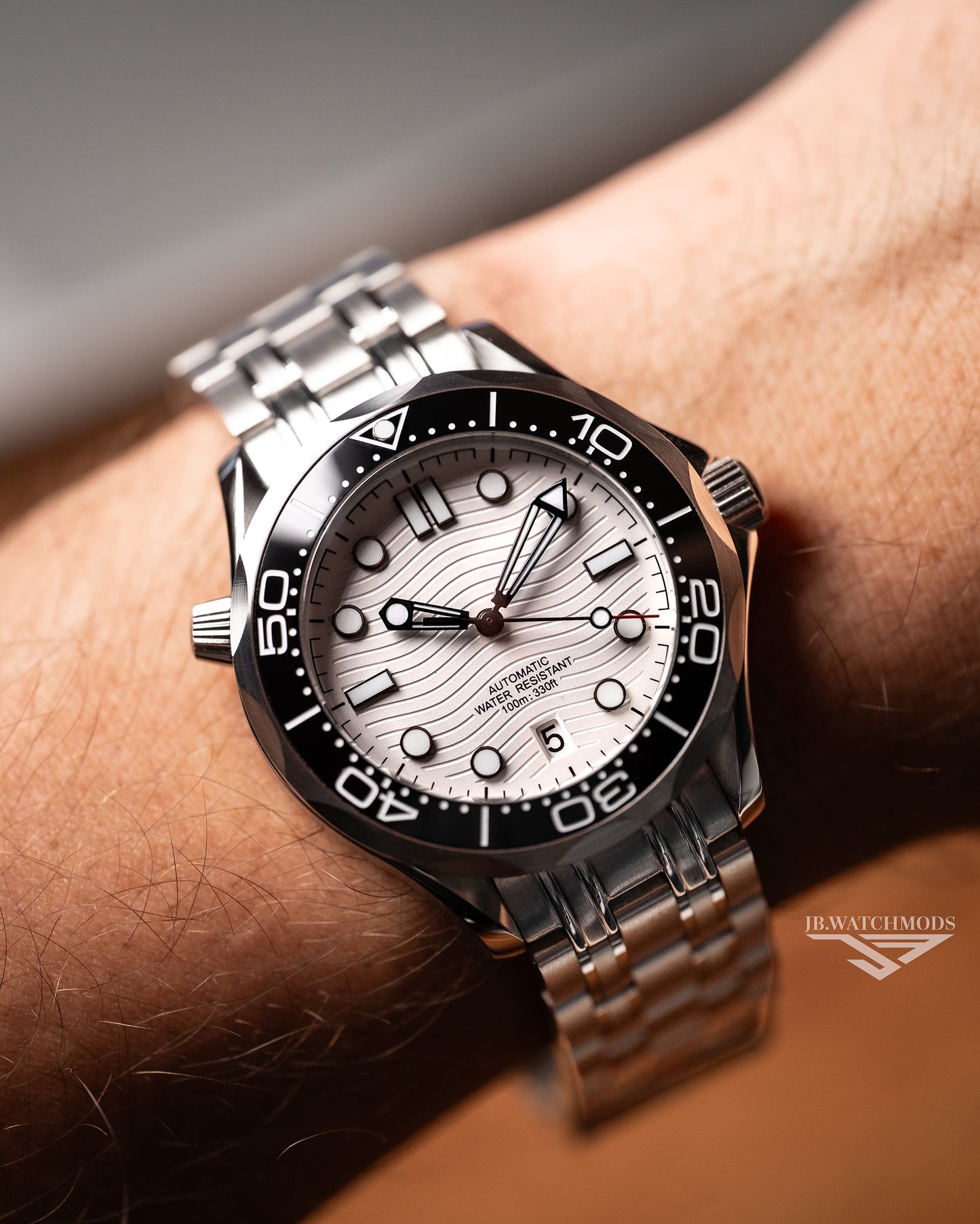 BELL Handmade NH35 White Dial Seamaster Diver Automatic Watch