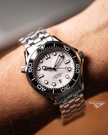 BELL Handmade NH35 White Dial Seamaster Diver Automatic Watch