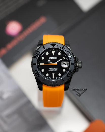 JB.WATCHMODS Custom Seiko Mod Orange Blackout Automatic Watch