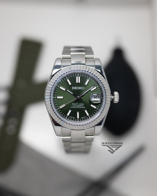 JB.WATCHMODS Custom Seiko Mod Olive Datejust style Automatic Watch with NH35