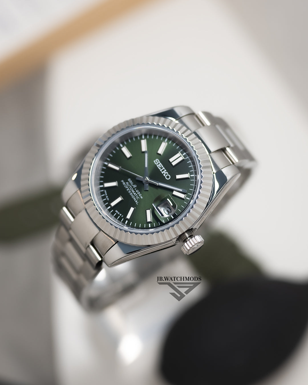 JB.WATCHMODS Custom Seiko Mod Olive Datejust style Automatic Watch with NH35