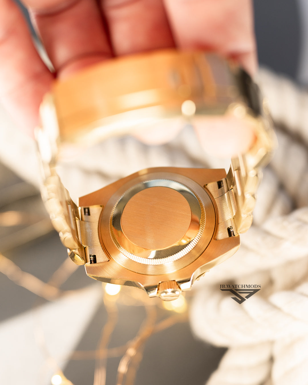 JB.WATCHMODS Custom Seiko Mod Yellow Gold MOP Automatic Watch