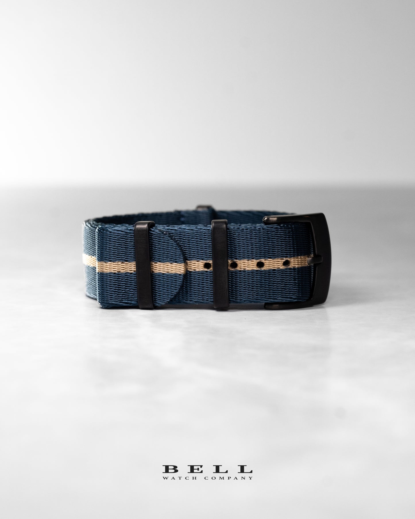 Premium Nylon 20mm Watch Strap Blue Khaki with Black Hardware Watch Strap