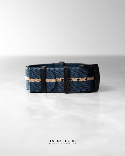Premium Nylon 20mm Watch Strap Blue Khaki with Black Hardware Watch Strap