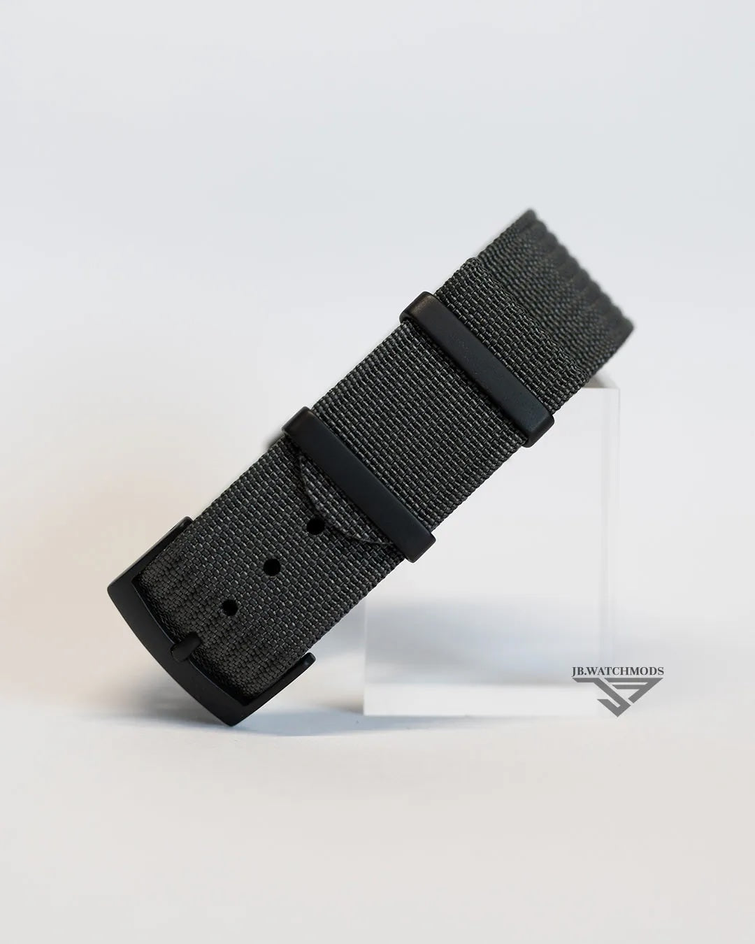 Premium Ribbed Watch Strap Dark Grey with Black Hardware