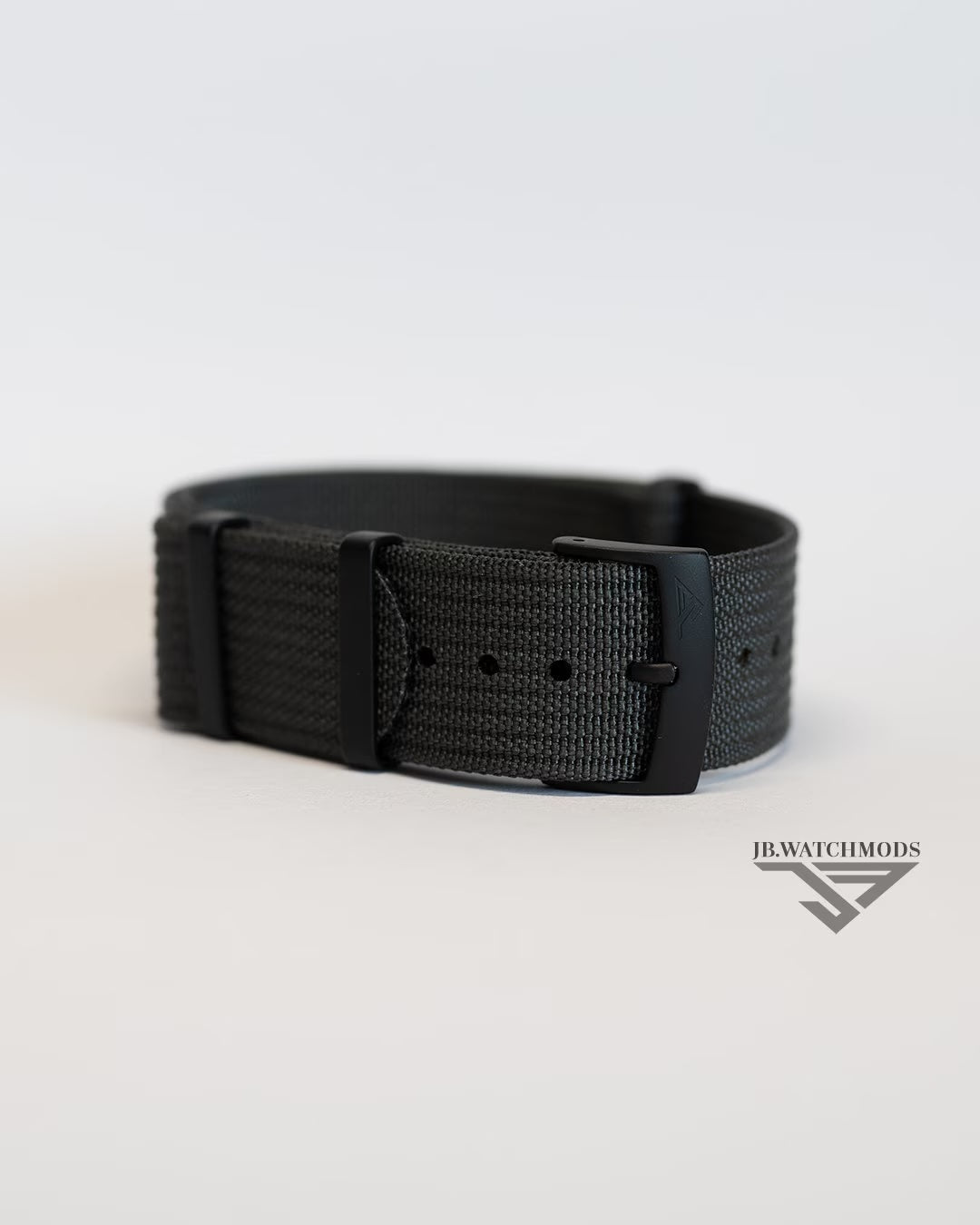 Premium Ribbed Watch Strap Dark Grey with Black Hardware