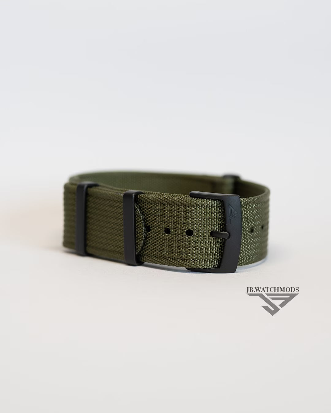 Premium Ribbed Watch Strap Olive with Black Hardware