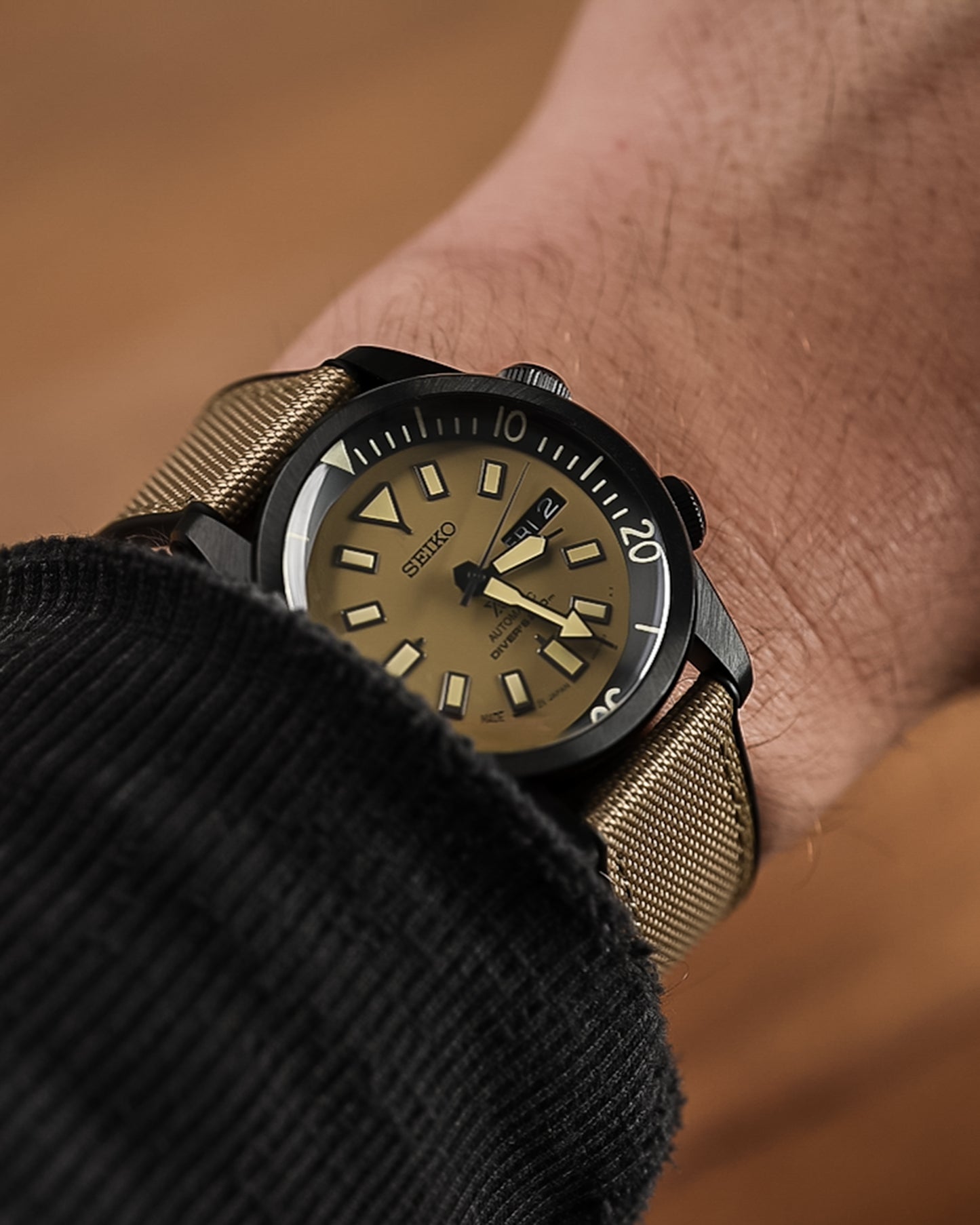 Custom Seiko Mod Dual Crown Sandy Taupe