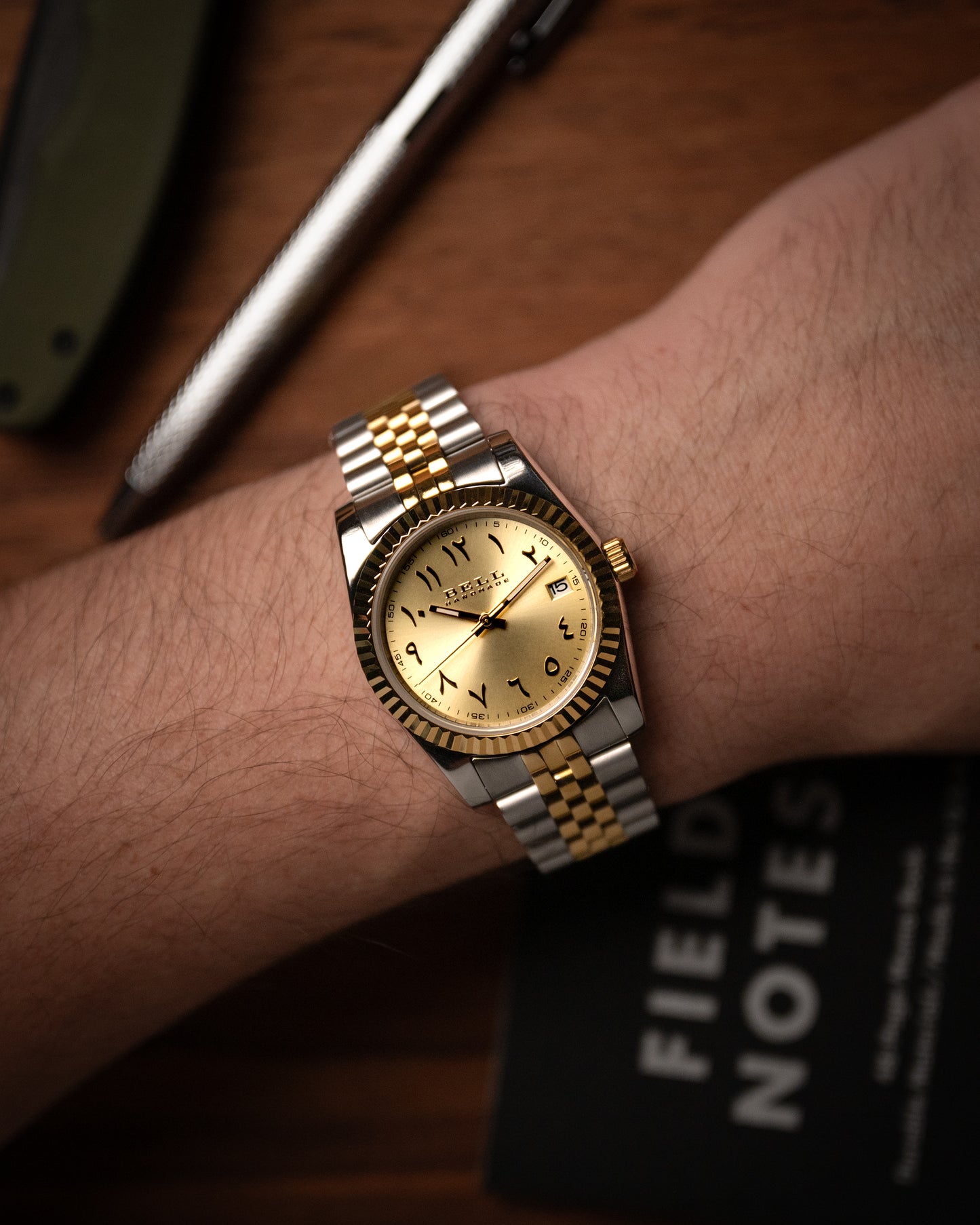 Bell Handmade Two Tone Datejust Arabic Numeral Automatic Watch