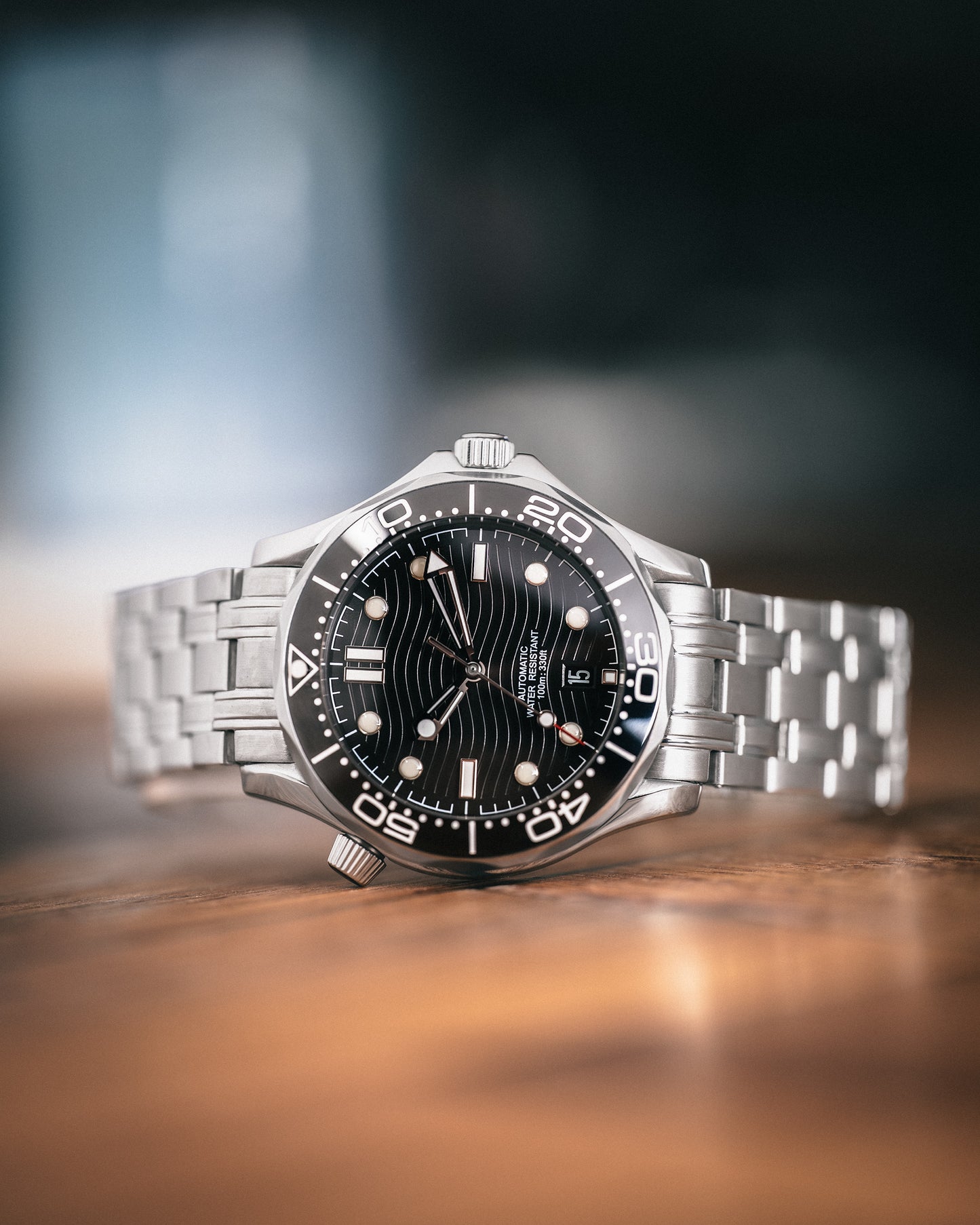 BELL Handmade NH35 Black Dial Seamaster Bracelet Diver Automatic Watch