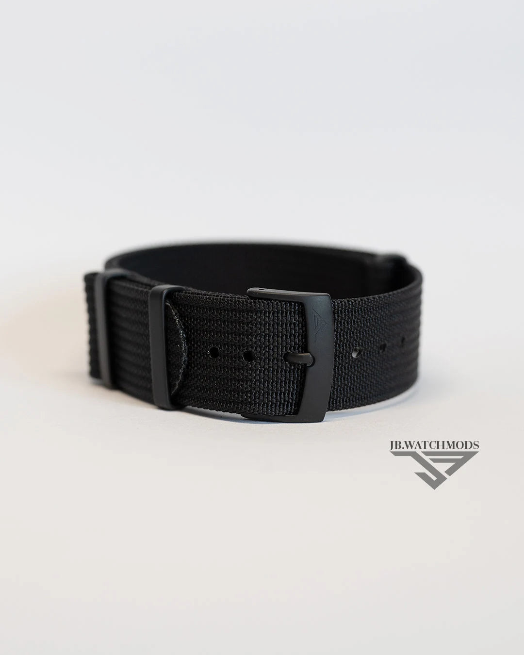 Premium Ribbed Watch Strap Black with Black Hardware