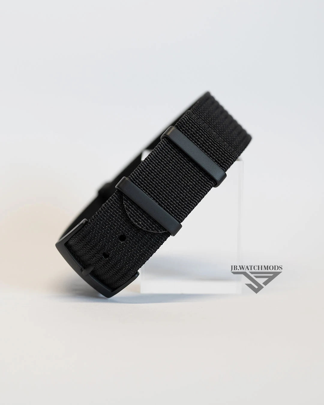 Premium Ribbed Watch Strap Black with Black Hardware