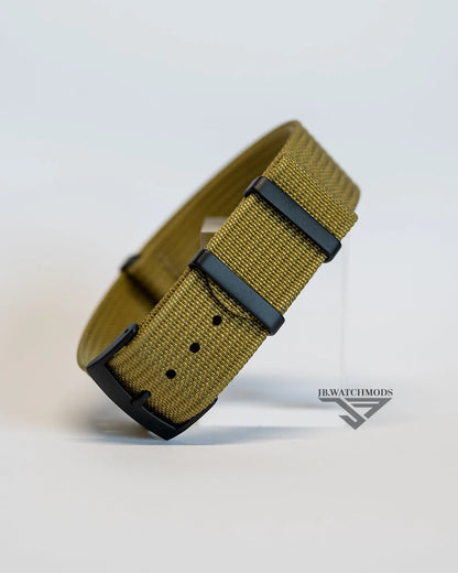 Premium Ribbed Watch Strap Mustard with Black Hardware