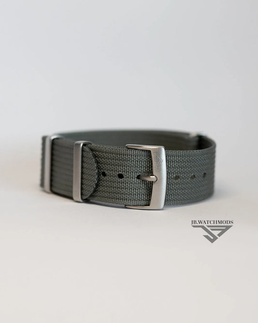 Premium Ribbed Watch Strap Light Grey with Silver Hardware