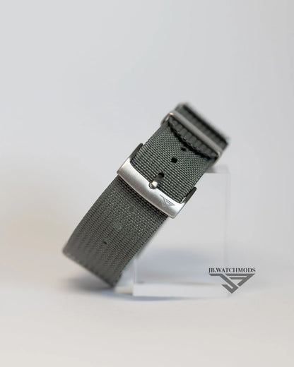 Premium Ribbed Watch Strap Light Grey with Silver Hardware