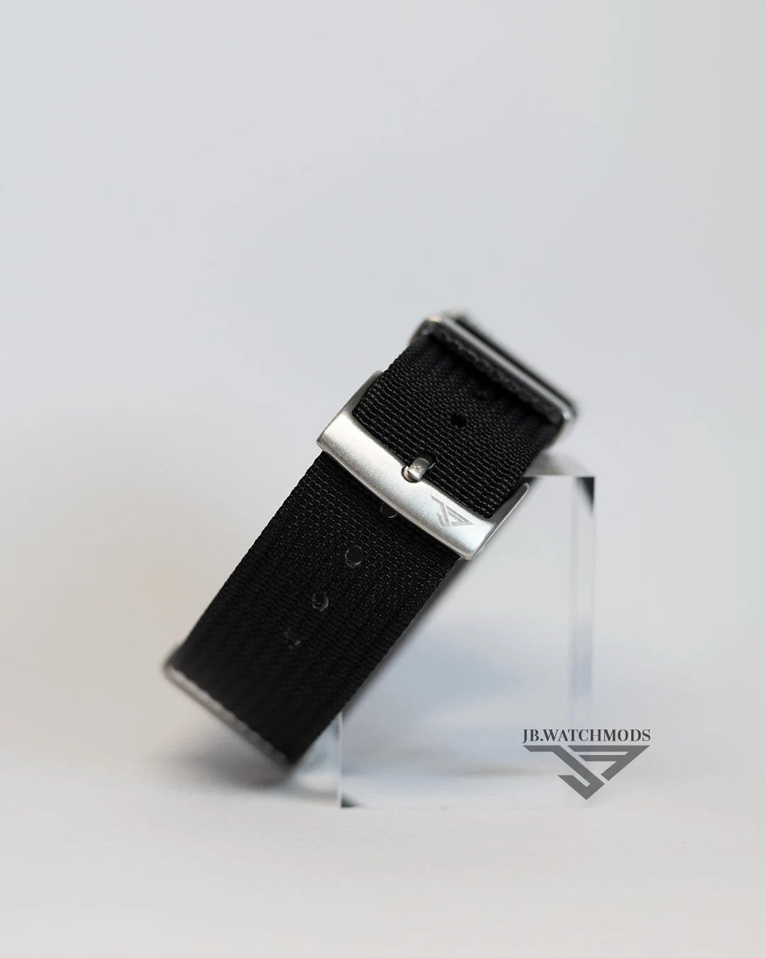 Premium Ribbed Watch Strap Black with Silver Hardware