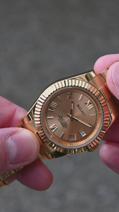 JB.WATCHMODS Custom Seiko Mod Gold on Gold Roman Numeral