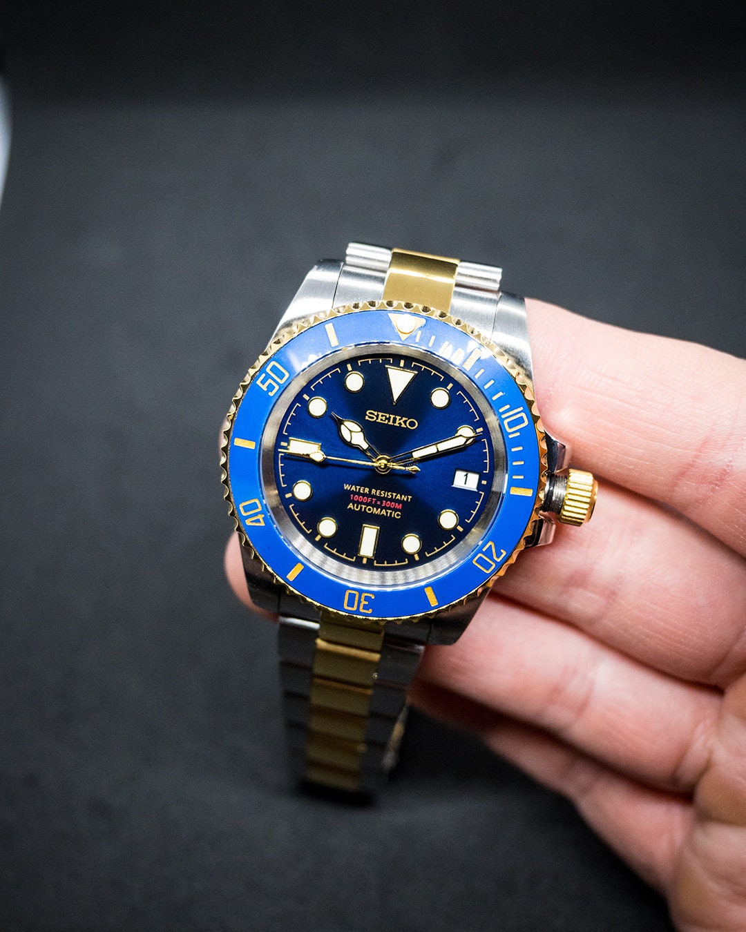 JB.WATCHMODS Custom Seiko Mod Bluesy style Automatic Watch JB