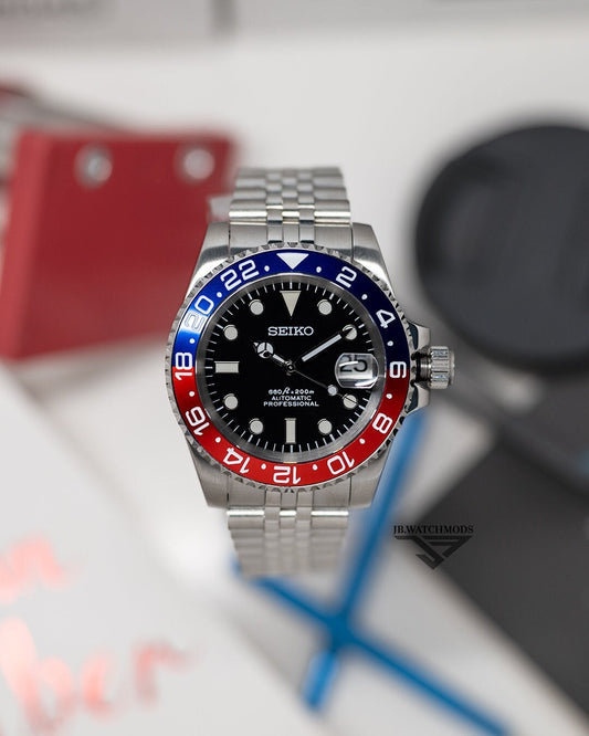 JB.WATCHMODS Custom Seiko Mod Pepsi style Watch